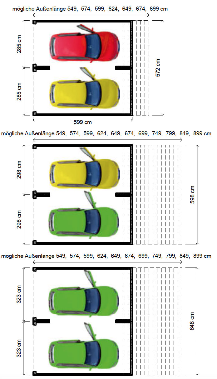 Doppelgarage - Maßvielfalt