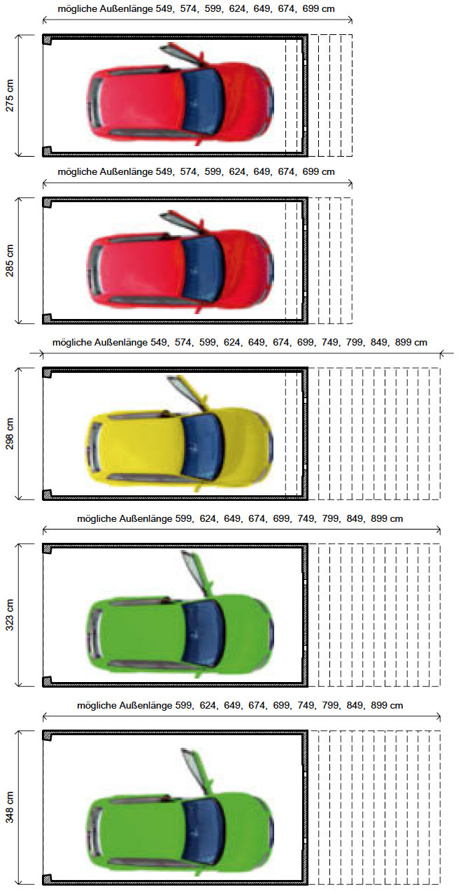 Einzelgarage / Reihengaragen - Maßvielfalt