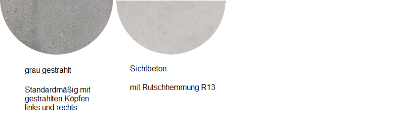 Blockstufen und Trittplatten grau gestrahlt und Sichtbeton