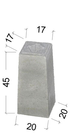 Sockel 17/17 x 20/20, Höhe 45 cm mit mittigem Loch ø 7 cm